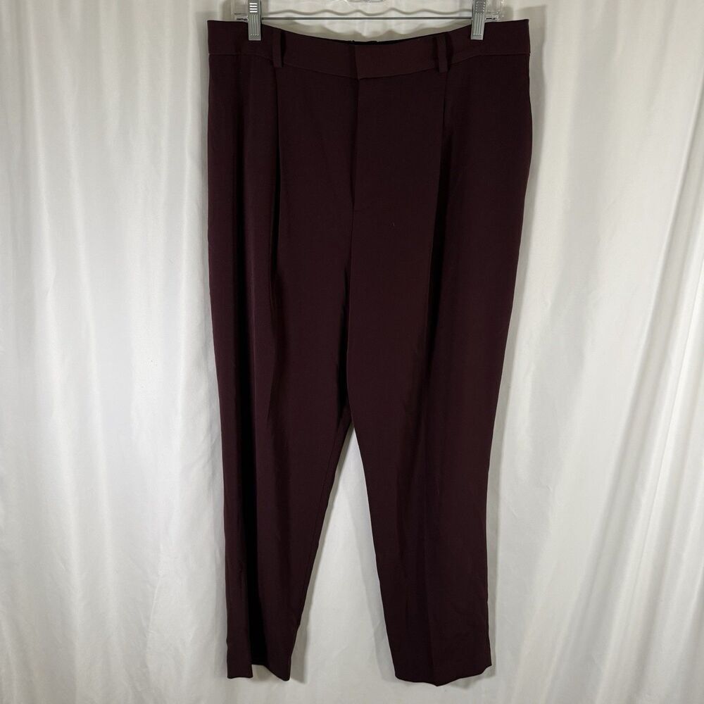 Uniqlo Pants Women's XL Burgundy Stretch Waist Pleated Pockets